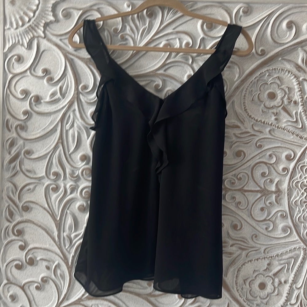 Naked zebra black polyester ruffle top